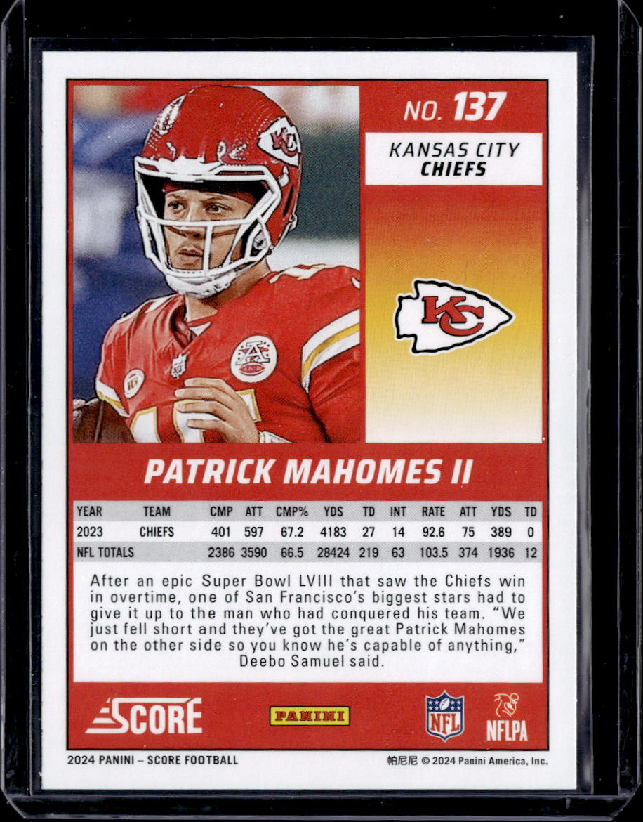 2024 Score #137 Patrick Mahomes II