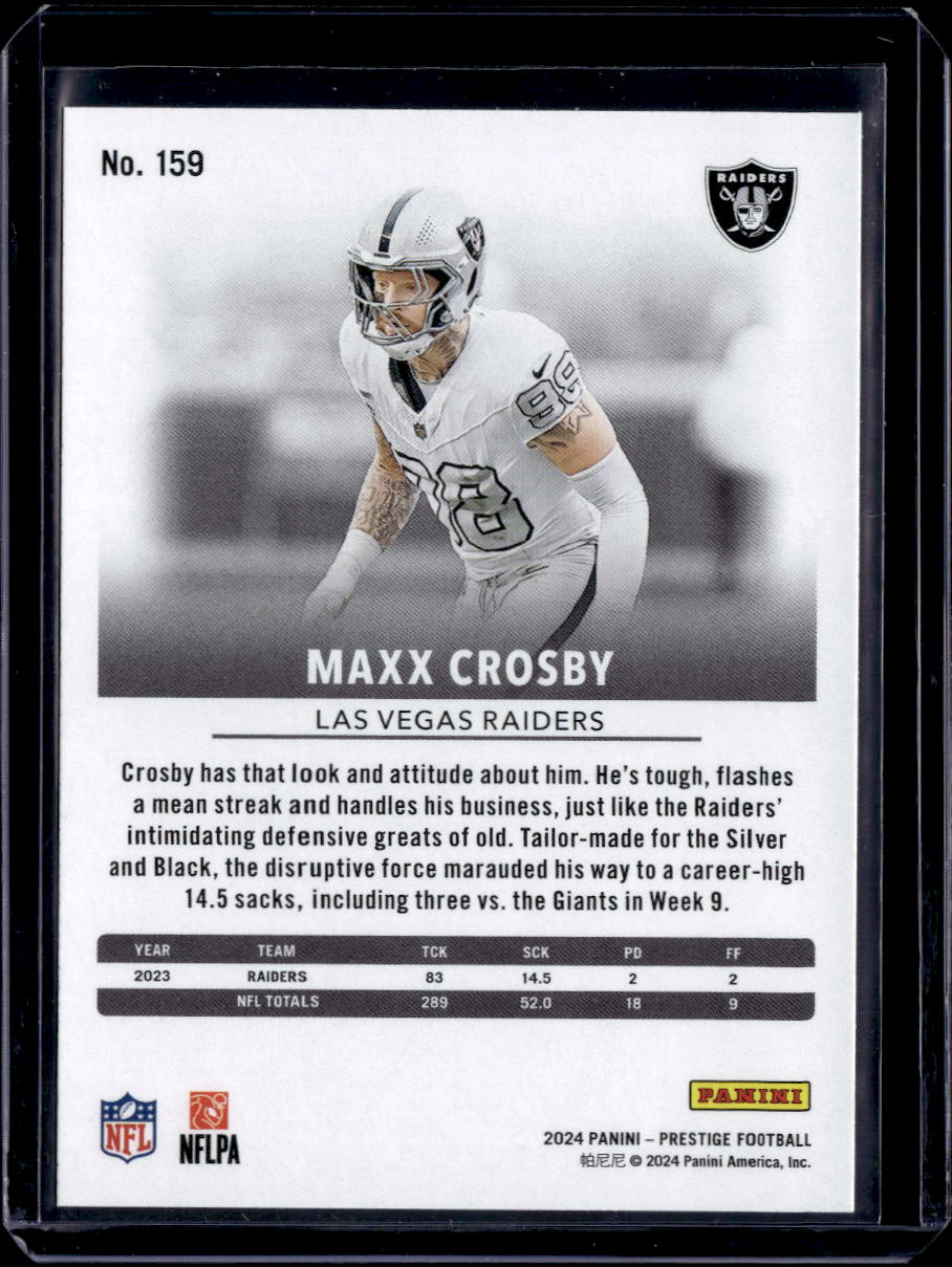 2024 Panini Prestige #159 Maxx Crosby Diamond Xtra Points