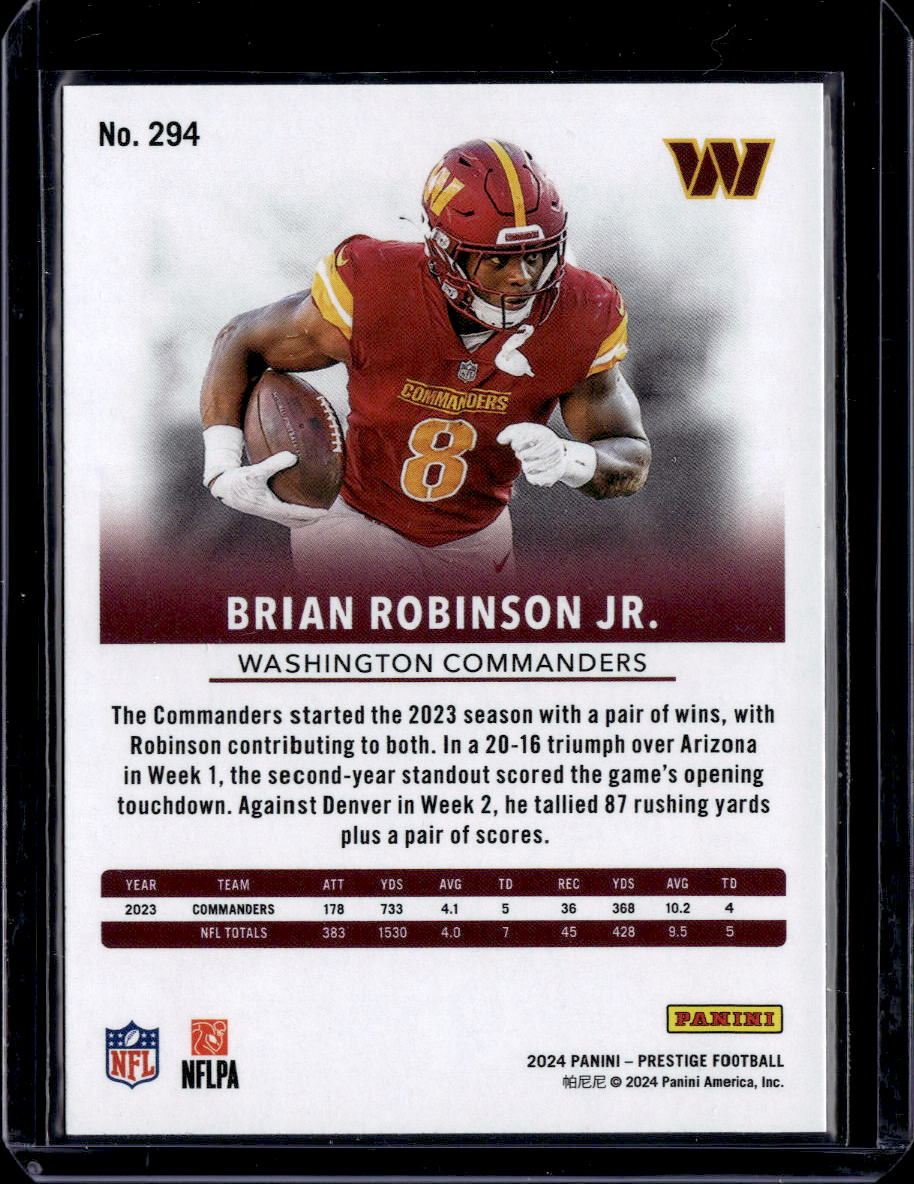 2024 Panini Prestige #294 Brian Robinson Jr. Diamond Xtra Points