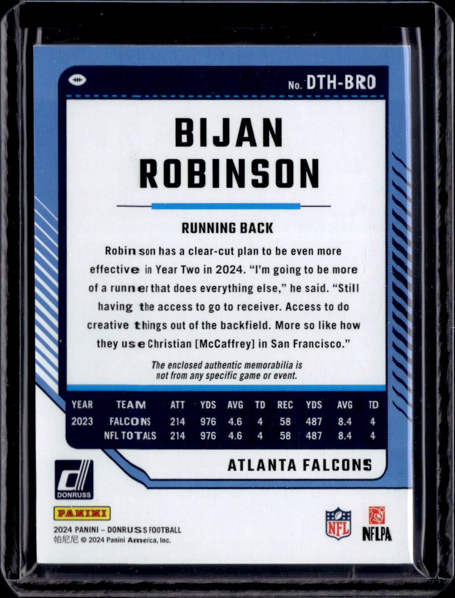 2024 Donruss #DTH-BRO Bijan Robinson Donruss Threads