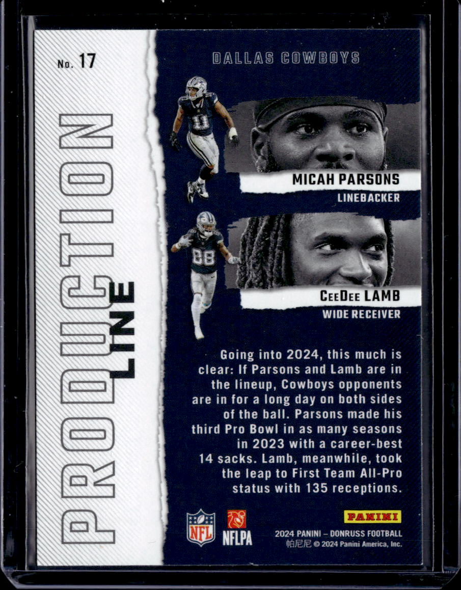 2024 Donruss #17 Micah Parsons / CeeDee Lamb Production Line