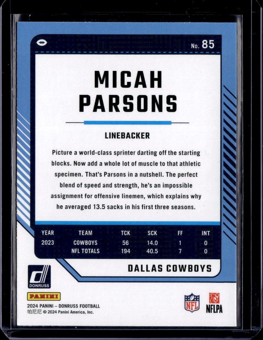 2024 Donruss #85 Micah Parsons Press Proof Red