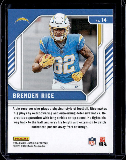 2024 Donruss #14 Brenden Rice The Elite Series Rookies